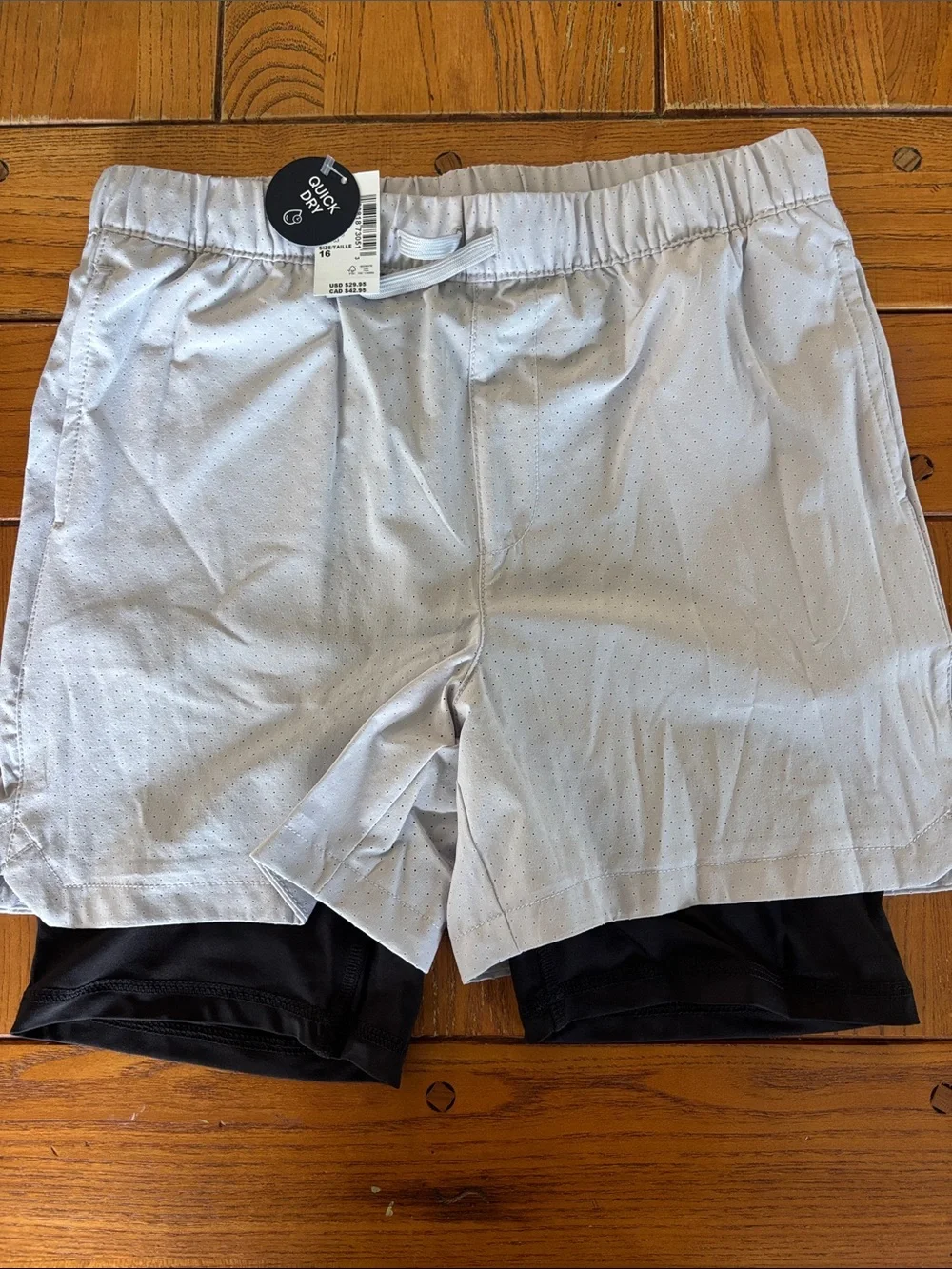 The Children's Place Light Gray Athletic Shorts with Black Inner Liner